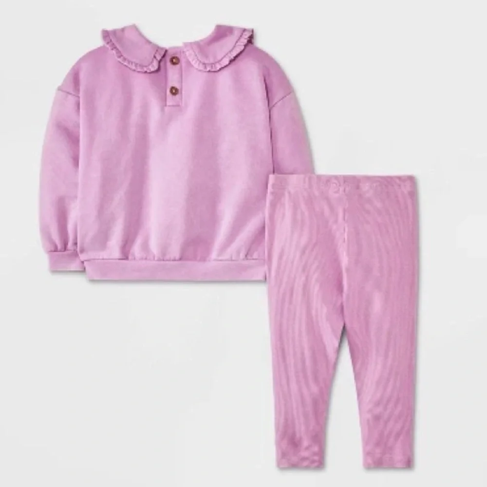 Cat & Jack Fleece Sweatshirt and Ribbed Leggings Set - Purple